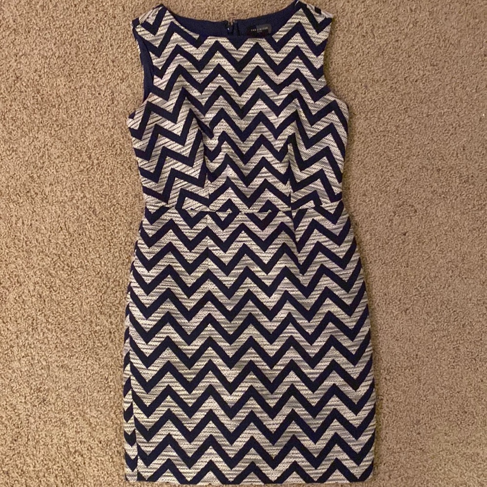 Navy and white printed dress